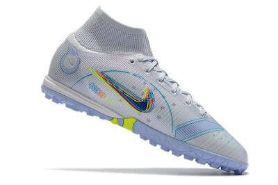 Nike Mercurial Superfly 8 Elite TF High-Tops Football Shoes - White/Blue/Yellow