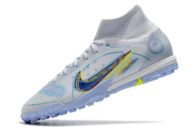 Nike Mercurial Superfly 8 Elite TF High-Tops Football Shoes - White/Blue/Yellow
