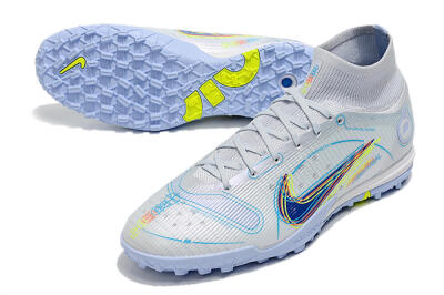 Nike Mercurial Superfly 8 Elite TF High-Tops Football Shoes - White/Blue/Yellow