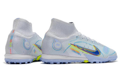 Nike Mercurial Superfly 8 Elite TF High-Tops Football Shoes - White/Blue/Yellow