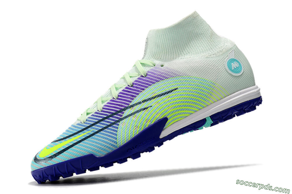 Nike Mercurial Superfly 8 Elite TF High-Tops Football Shoes - Jade/Yellow/Purple 5