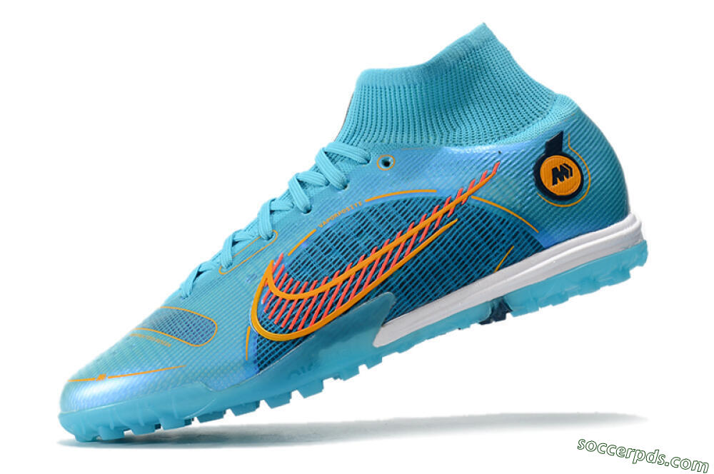Nike Mercurial Superfly 8 Elite TF High-Tops Football Shoes - Blue/Red/Yellow 5