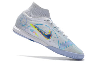 Nike Mercurial Superfly 8 Elite IC High-Tops Football Shoes - White/Blue/Yellow