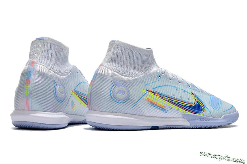 Nike Mercurial Superfly 8 Elite IC High-Tops Football Shoes - White/Blue/Yellow 6