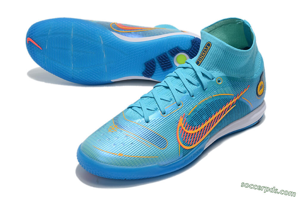 Nike Mercurial Superfly 8 Elite IC High-Tops Football Shoes - Blue/Red/Yellow 3