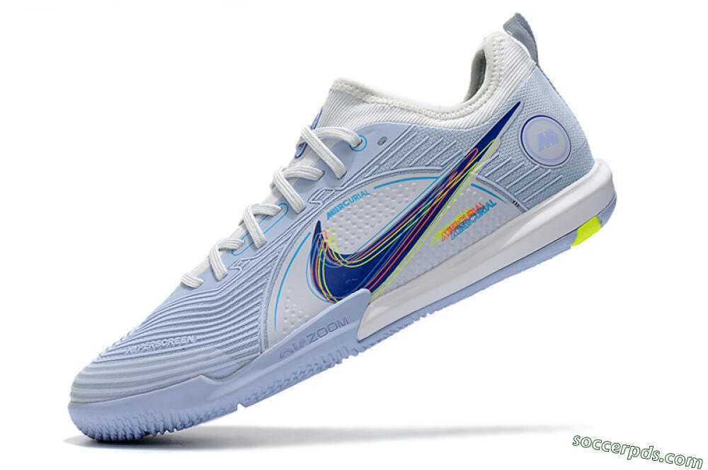 Nike Mercurial Vapor 14 Pro IC Low-Tops Football Shoes - White/Blue/Yellow 5