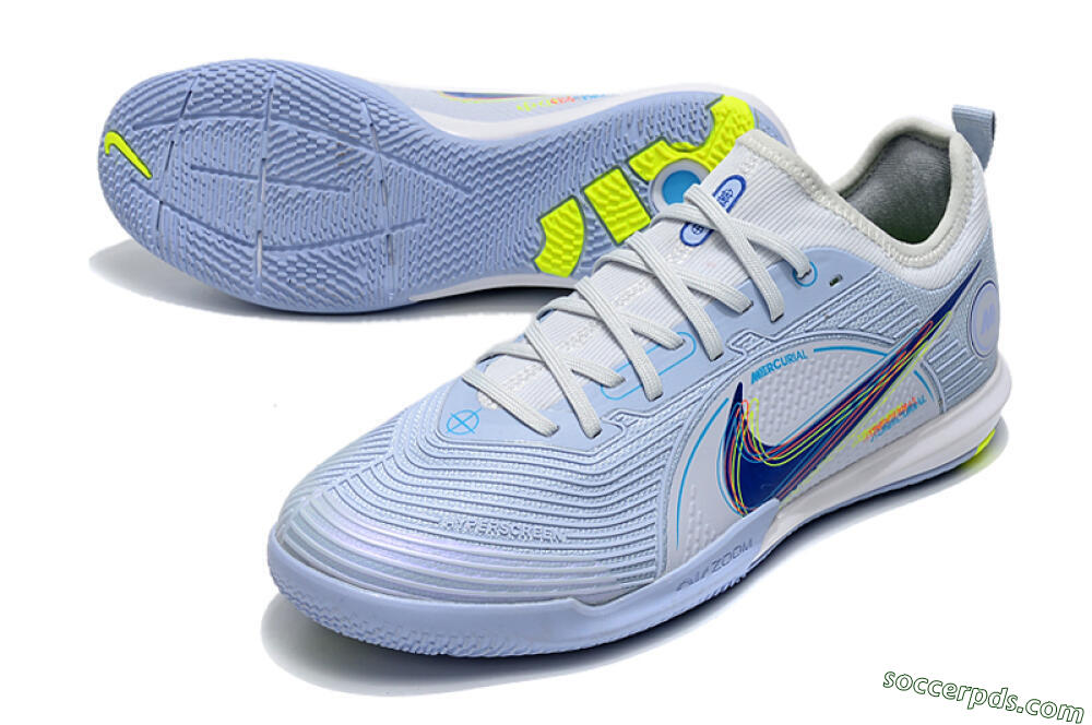 Nike Mercurial Vapor 14 Pro IC Low-Tops Football Shoes - White/Blue/Yellow 3