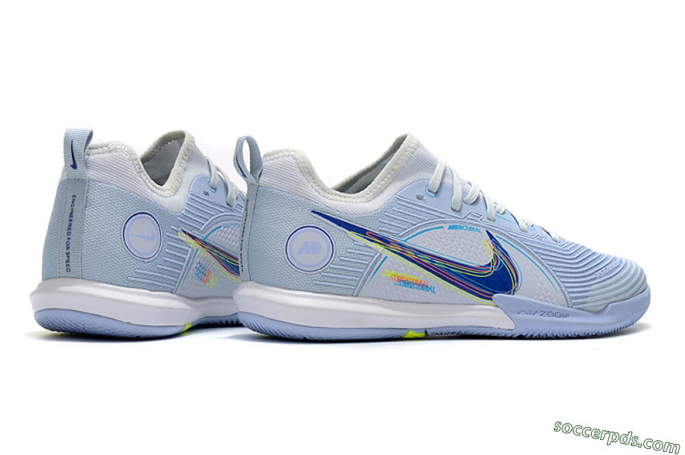 Nike Mercurial Vapor 14 Pro IC Low-Tops Football Shoes - White/Blue/Yellow 6