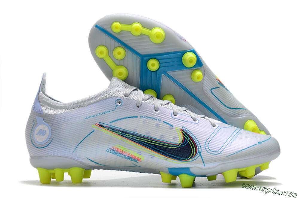 Nike Mercurial Vapor 14 Elite AG Low-Tops Football Boots - White/Blue/Yellow 1