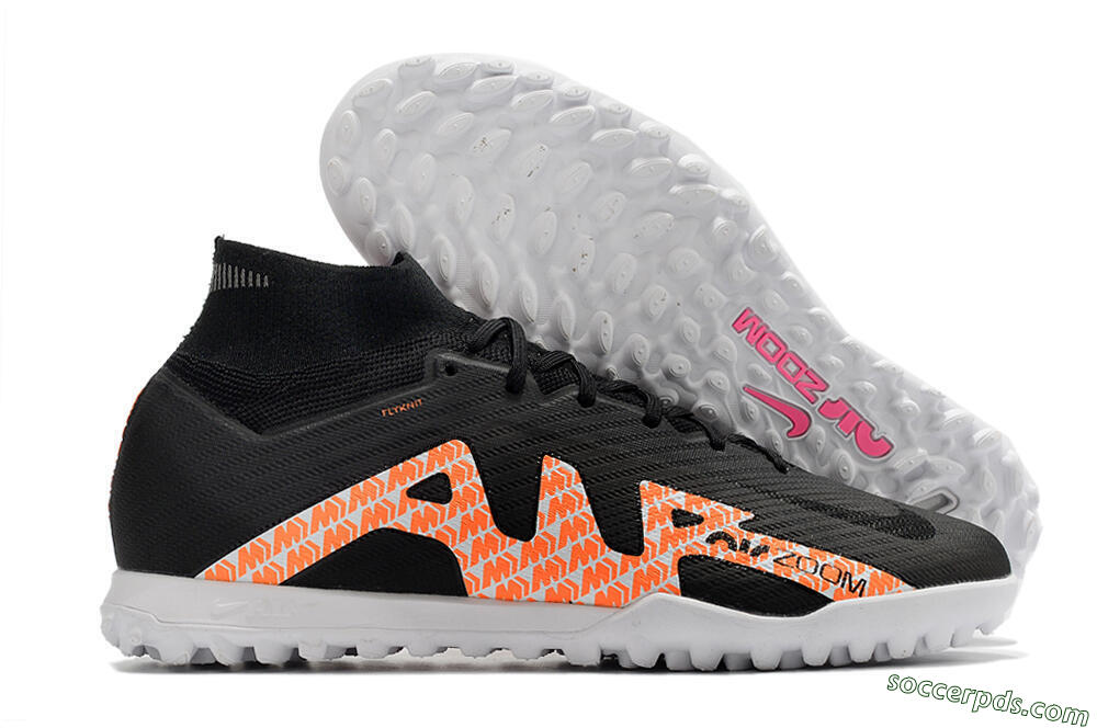 Nike Air Zoom Mercurial Superfly 9 Elite TF High-Tops Football Shoes - Black/Orange/White 1