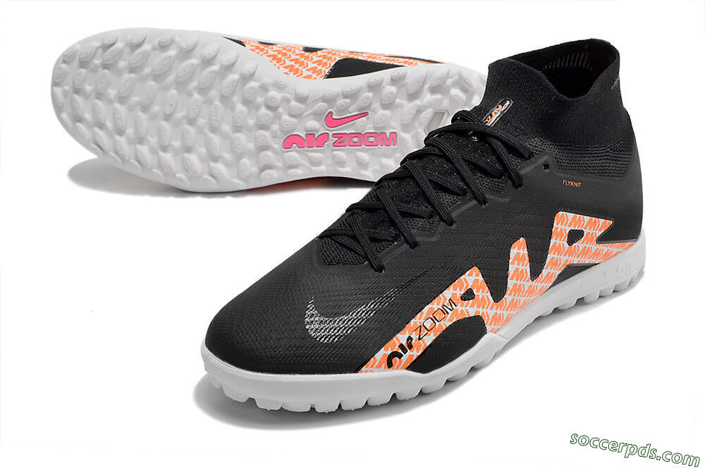 Nike Air Zoom Mercurial Superfly 9 Elite TF High-Tops Football Shoes - Black/Orange/White 3