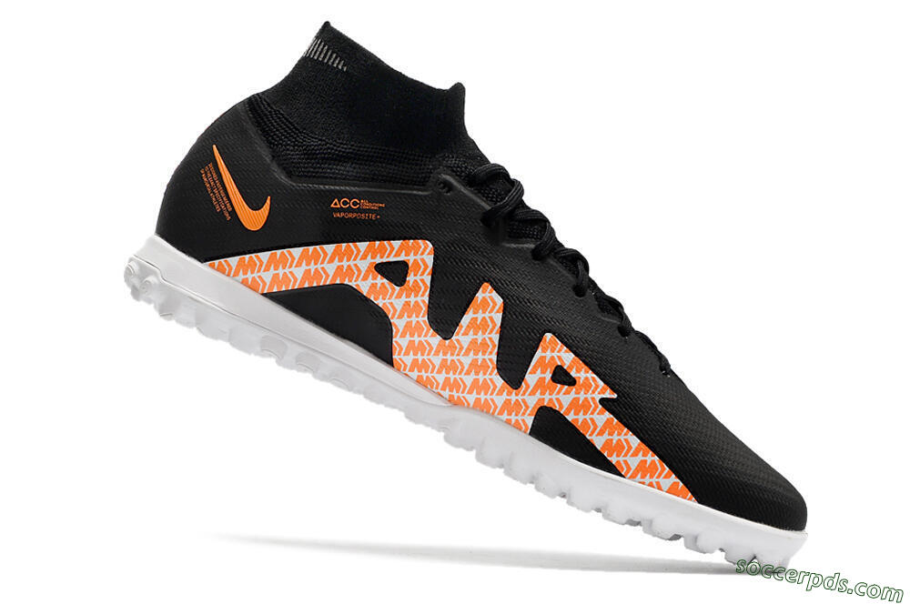 Nike Air Zoom Mercurial Superfly 9 Elite TF High-Tops Football Shoes - Black/Orange/White 4