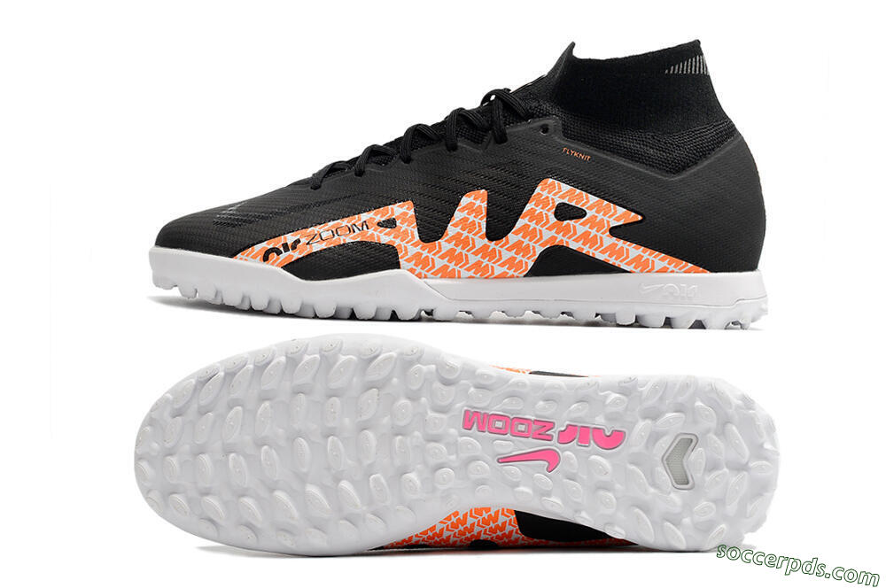 Nike Air Zoom Mercurial Superfly 9 Elite TF High-Tops Football Shoes - Black/Orange/White 0