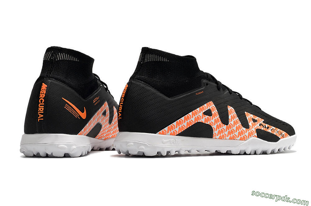 Nike Air Zoom Mercurial Superfly 9 Elite TF High-Tops Football Shoes - Black/Orange/White 6