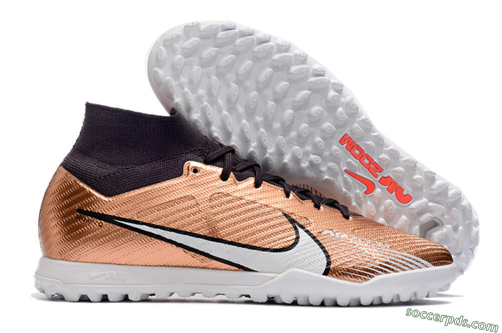 Nike Air Zoom Mercurial Superfly 9 Elite TF High-Tops Football Shoes - Gold/White/Black 1