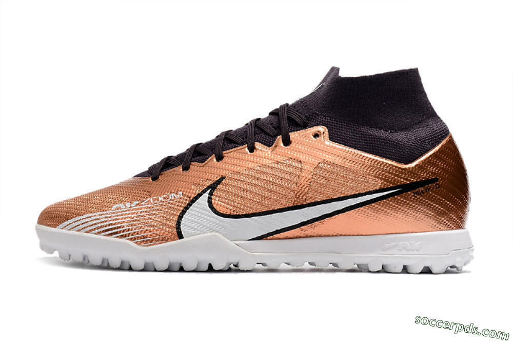 Nike Air Zoom Mercurial Superfly 9 Elite TF High-Tops Football Shoes - Gold/White/Black 2