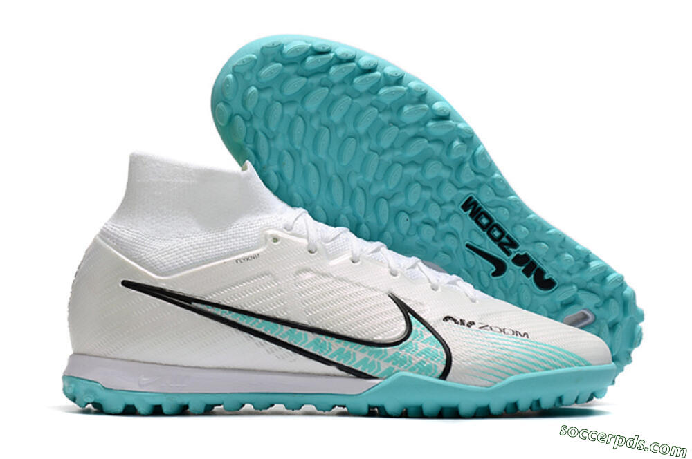 Nike Air Zoom Mercurial Superfly 9 Elite TF High-Tops Football Shoes - White/Jade/Black 1
