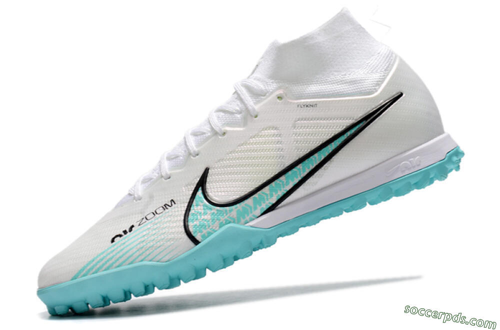 Nike Air Zoom Mercurial Superfly 9 Elite TF High-Tops Football Shoes - White/Jade/Black 5