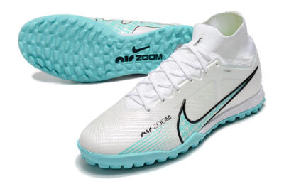Nike Air Zoom Mercurial Superfly 9 Elite TF High-Tops Football Shoes - White/Jade/Black