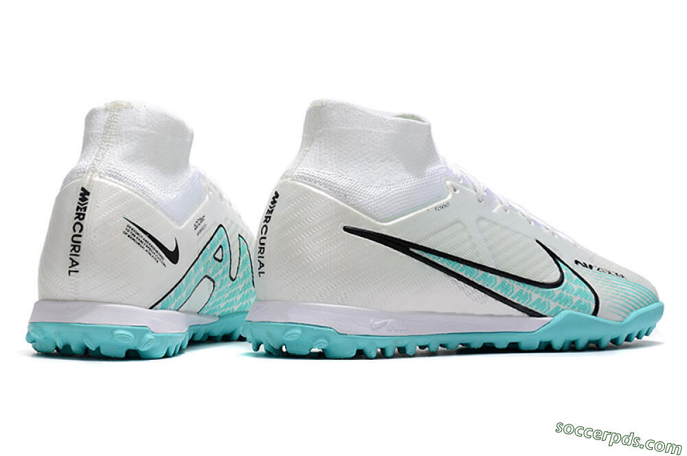Nike Air Zoom Mercurial Superfly 9 Elite TF High-Tops Football Shoes - White/Jade/Black 6