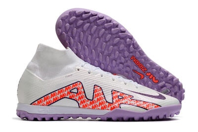 Nike Air Zoom Mercurial Superfly 9 Elite TF High-Tops Football Shoes - White/Red/Purple
