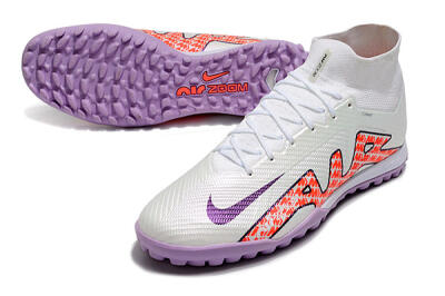 Nike Air Zoom Mercurial Superfly 9 Elite TF High-Tops Football Shoes - White/Red/Purple