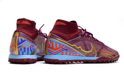 Nike Air Zoom Mercurial Superfly 9 Elite TF High-Tops Football Shoes - Red/Gold/Blue