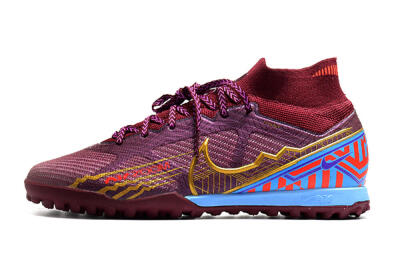 Nike Air Zoom Mercurial Superfly 9 Elite TF High-Tops Football Shoes - Red/Gold/Blue
