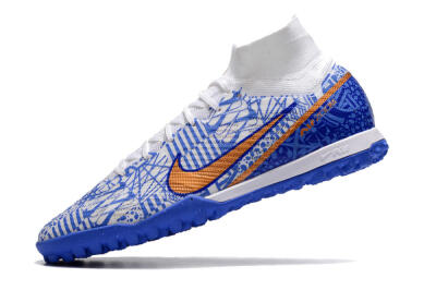 Nike Air Zoom Mercurial Superfly 9 Elite TF High-Tops Football Shoes - Blue/White/Gold