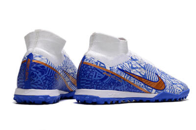 Nike Air Zoom Mercurial Superfly 9 Elite TF High-Tops Football Shoes - Blue/White/Gold