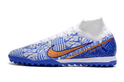 Nike Air Zoom Mercurial Superfly 9 Elite TF High-Tops Football Shoes - Blue/White/Gold
