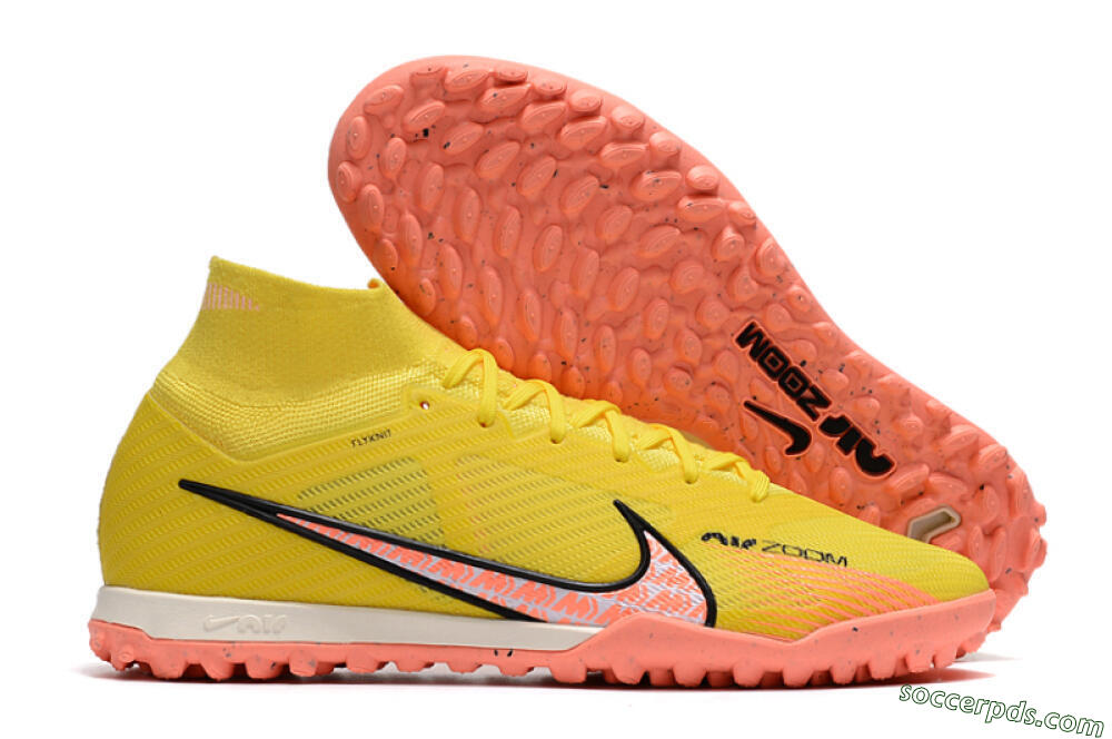 Nike Air Zoom Mercurial Superfly 9 Elite TF High-Tops Football Shoes - Yellow/Pink/Black 1