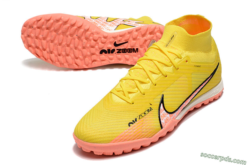 Nike Air Zoom Mercurial Superfly 9 Elite TF High-Tops Football Shoes - Yellow/Pink/Black 3