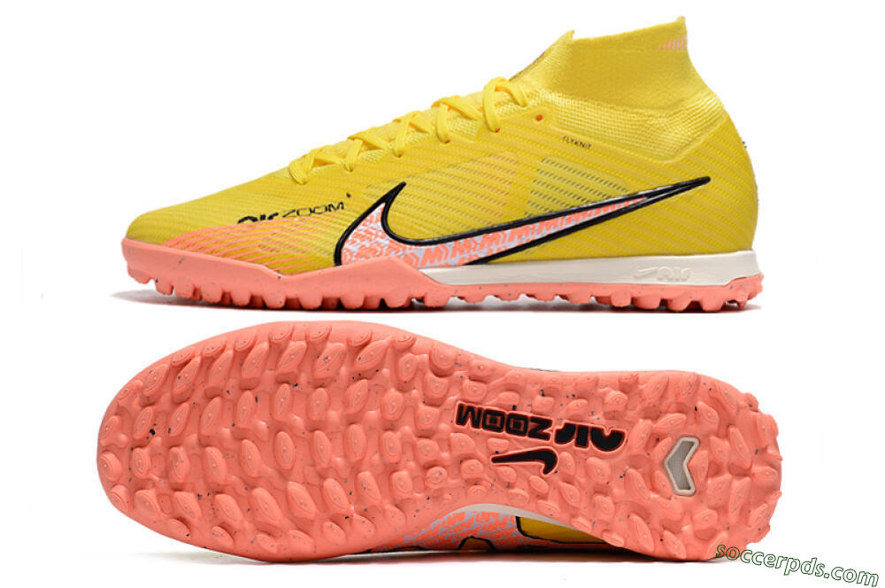 Nike Air Zoom Mercurial Superfly 9 Elite TF High-Tops Football Shoes - Yellow/Pink/Black 0