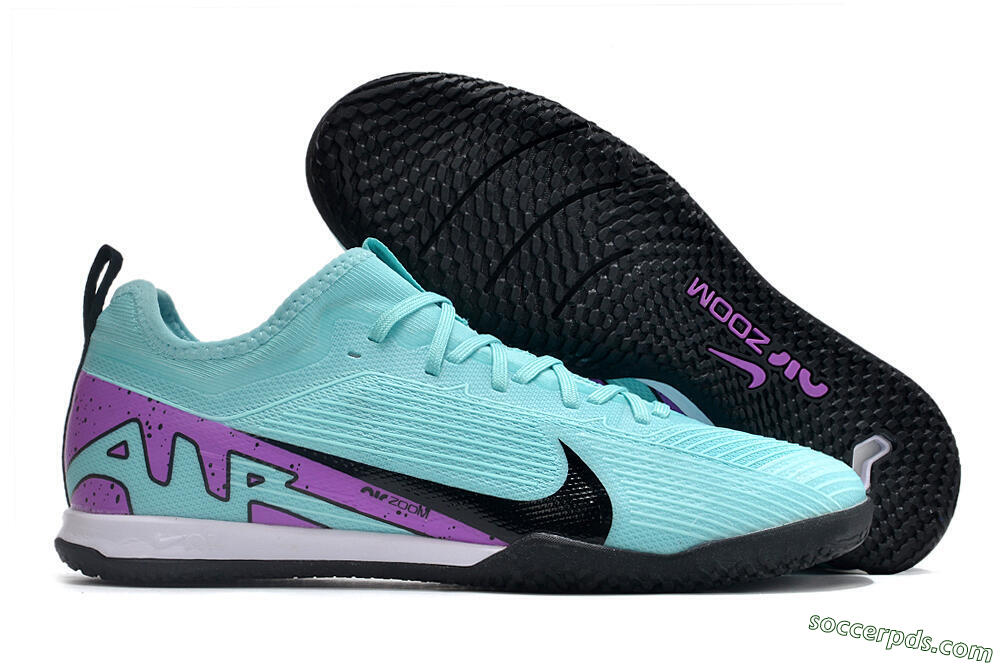 Nike Air Zoom Mercurial Vapor 15 Pro IC Low-Tops Football Shoes - Jade/Black/Purple 1