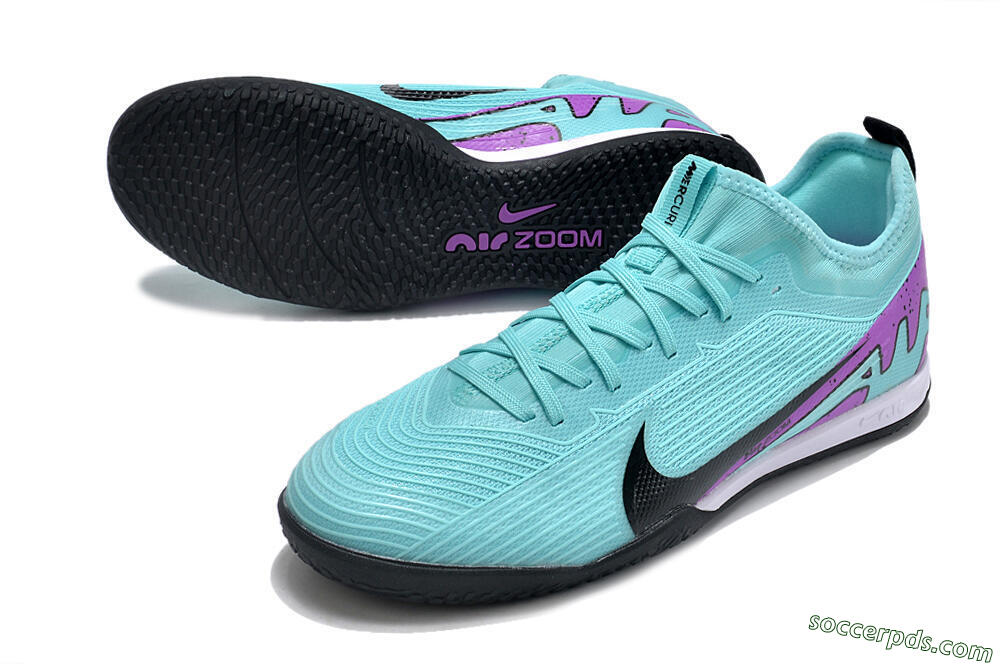 Nike Air Zoom Mercurial Vapor 15 Pro IC Low-Tops Football Shoes - Jade/Black/Purple 3