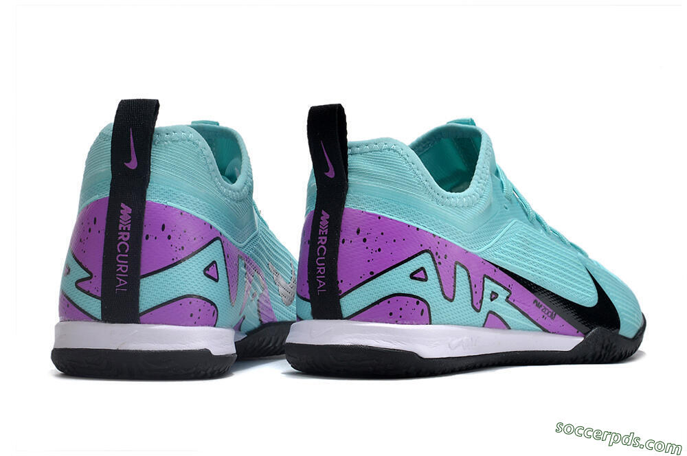 Nike Air Zoom Mercurial Vapor 15 Pro IC Low-Tops Football Shoes - Jade/Black/Purple 6