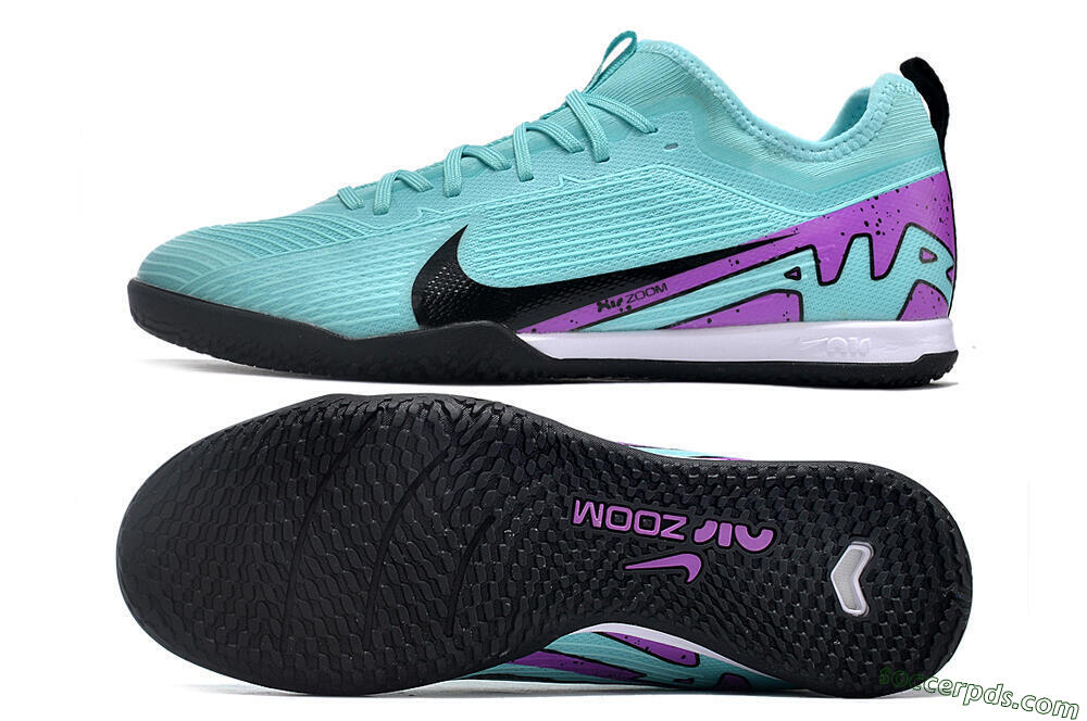 Nike Air Zoom Mercurial Vapor 15 Pro IC Low-Tops Football Shoes - Jade/Black/Purple 0