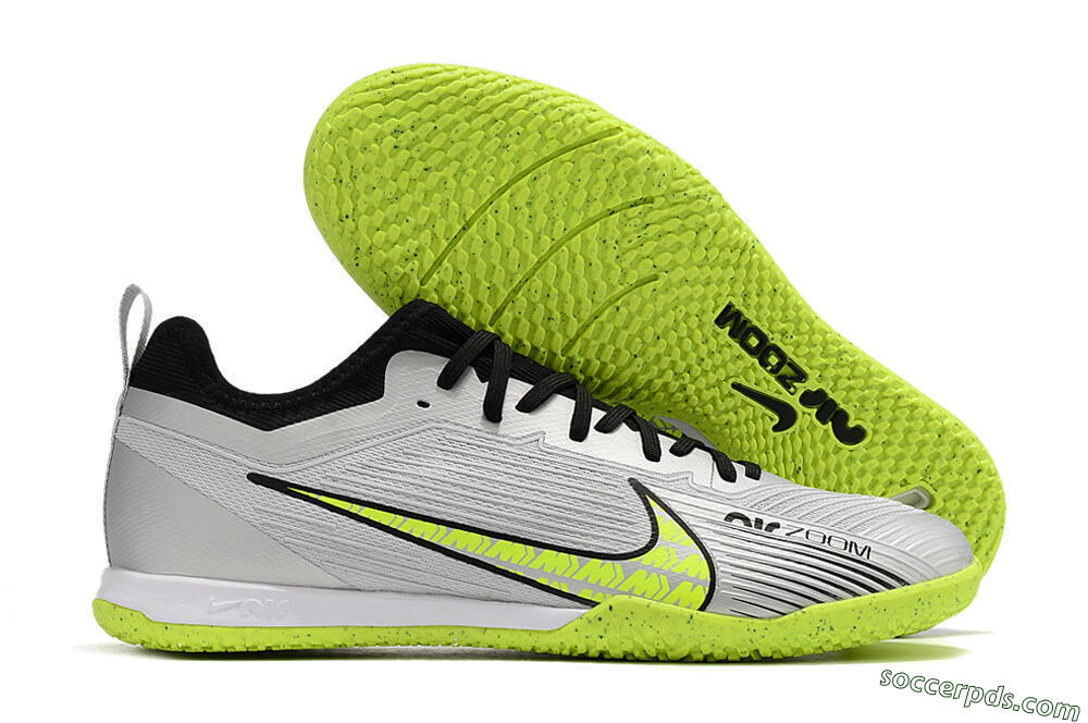Nike Air Zoom Mercurial Vapor 15 Pro IC Low-Tops Football Shoes - Silver/Yellow/Black 1