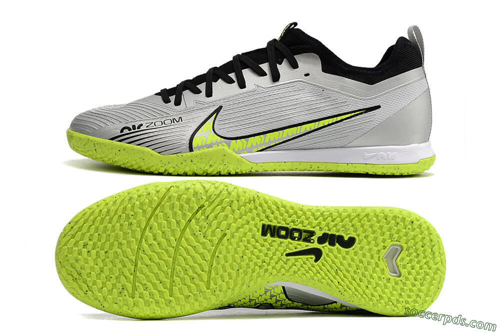 Nike Air Zoom Mercurial Vapor 15 Pro IC Low-Tops Football Shoes - Silver/Yellow/Black 0