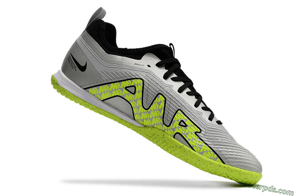 Nike Air Zoom Mercurial Vapor 15 Pro IC Low-Tops Football Shoes - Silver/Yellow/Black 4