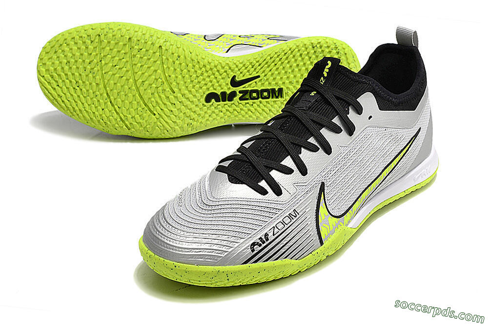 Nike Air Zoom Mercurial Vapor 15 Pro IC Low-Tops Football Shoes - Silver/Yellow/Black 3