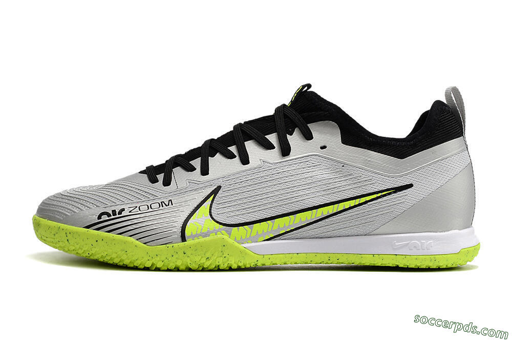 Nike Air Zoom Mercurial Vapor 15 Pro IC Low-Tops Football Shoes - Silver/Yellow/Black 2