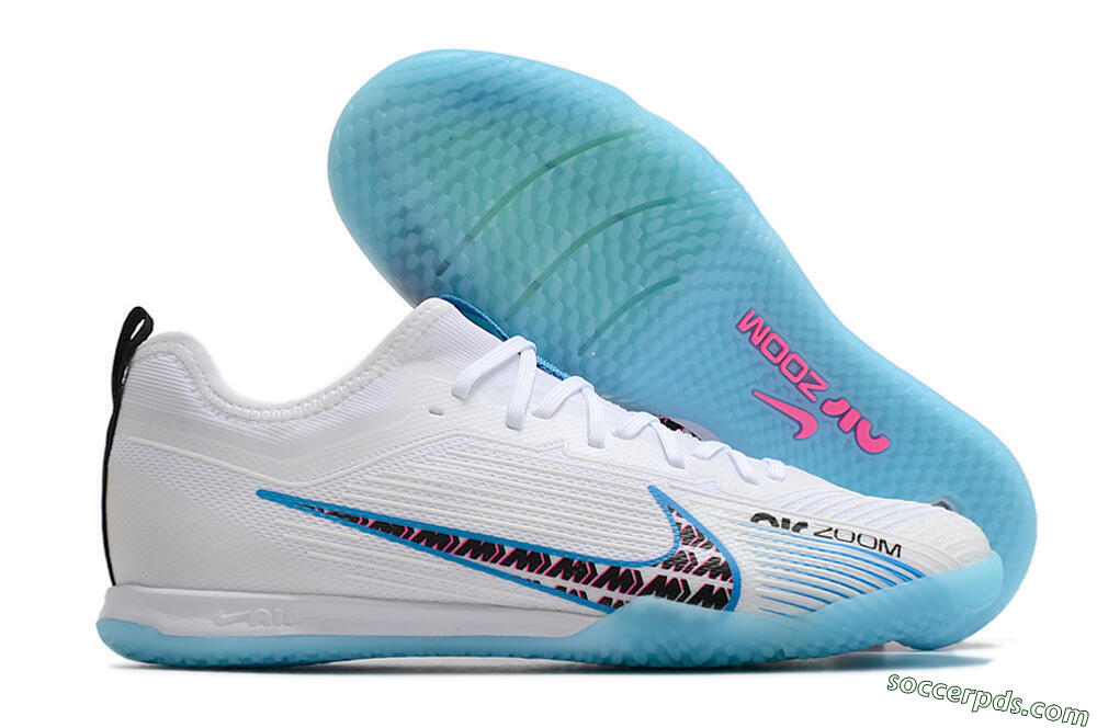 Nike Air Zoom Mercurial Vapor 15 Pro IC Low-Tops Football Shoes - White/Blue/Pink 1