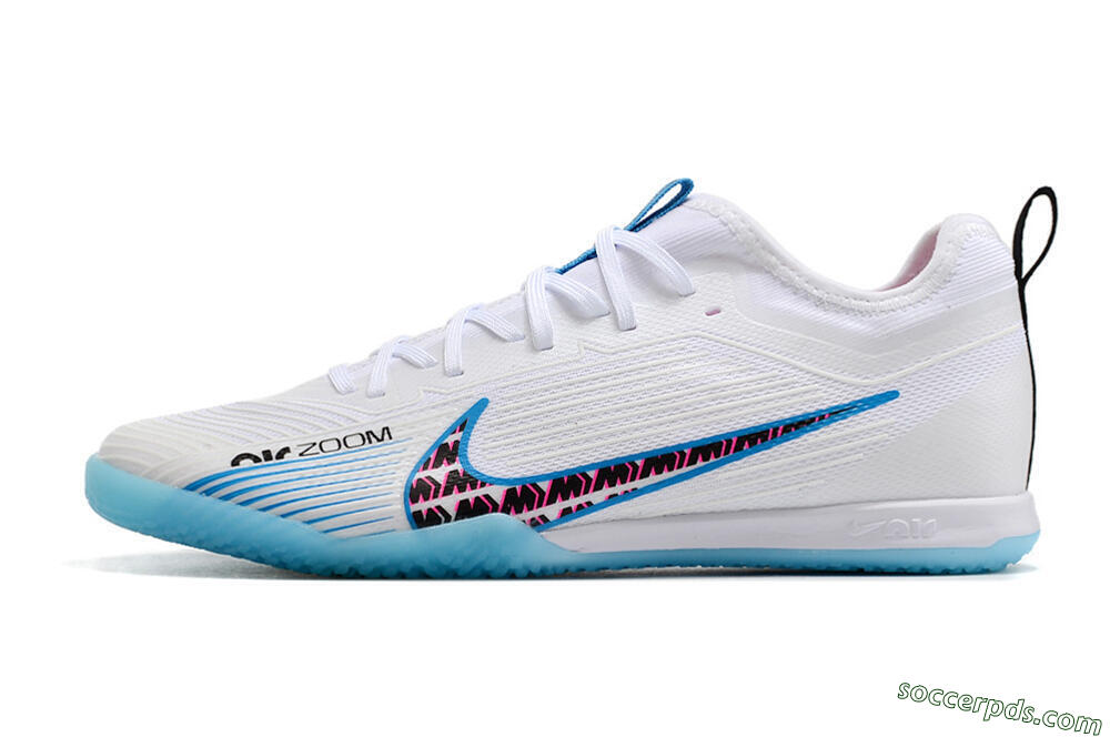 Nike Air Zoom Mercurial Vapor 15 Pro IC Low-Tops Football Shoes - White/Blue/Pink 2