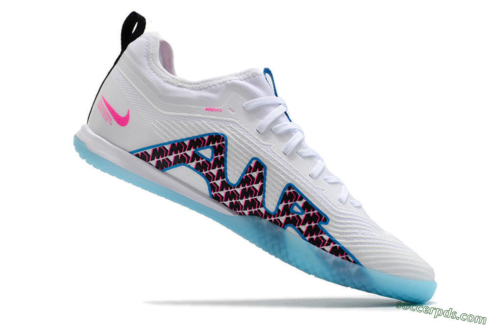 Nike Air Zoom Mercurial Vapor 15 Pro IC Low-Tops Football Shoes - White/Blue/Pink 4