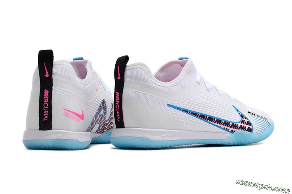 Nike Air Zoom Mercurial Vapor 15 Pro IC Low-Tops Football Shoes - White/Blue/Pink 6