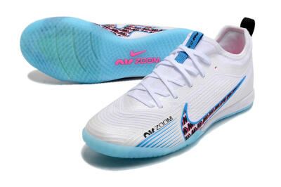Nike Air Zoom Mercurial Vapor 15 Pro IC Low-Tops Football Shoes - White/Blue/Pink