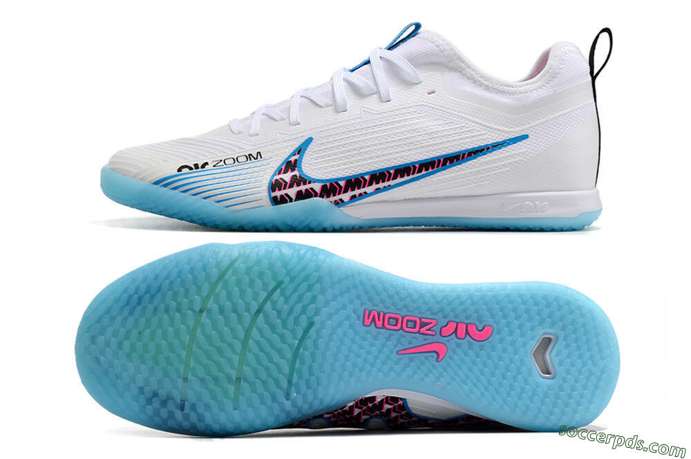 Nike Air Zoom Mercurial Vapor 15 Pro IC Low-Tops Football Shoes - White/Blue/Pink 0
