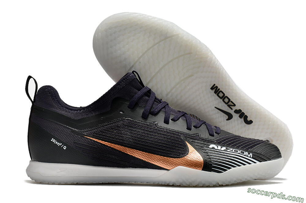 Nike Air Zoom Mercurial Vapor 15 Pro IC Low-Tops Football Shoes - Black/Gold/White 1
